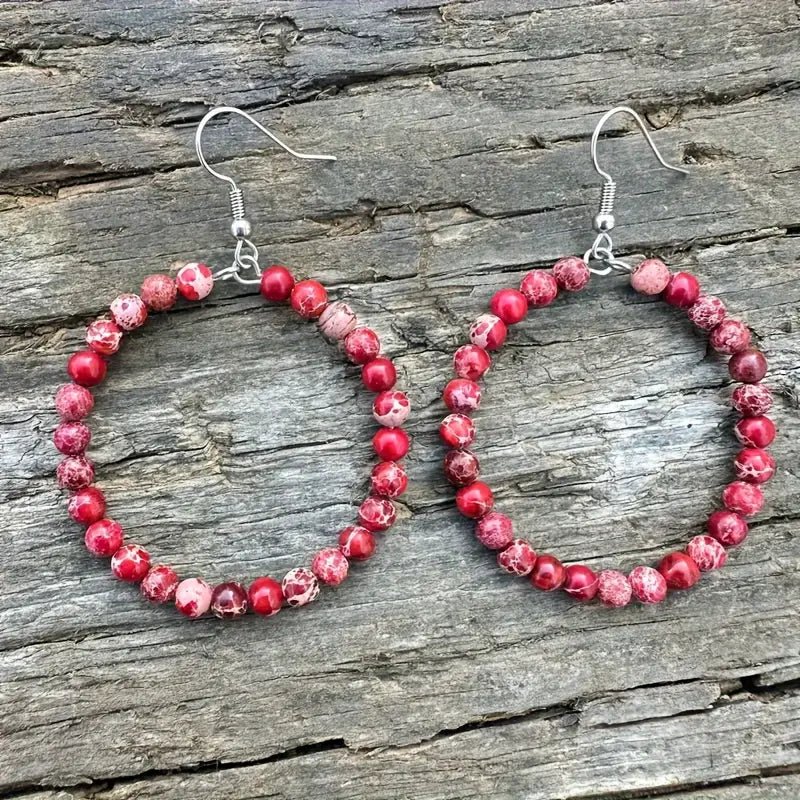 Stone Hoop Earrings - Earrings - Jimberly's Boutique - Olive Branch - Mississippi