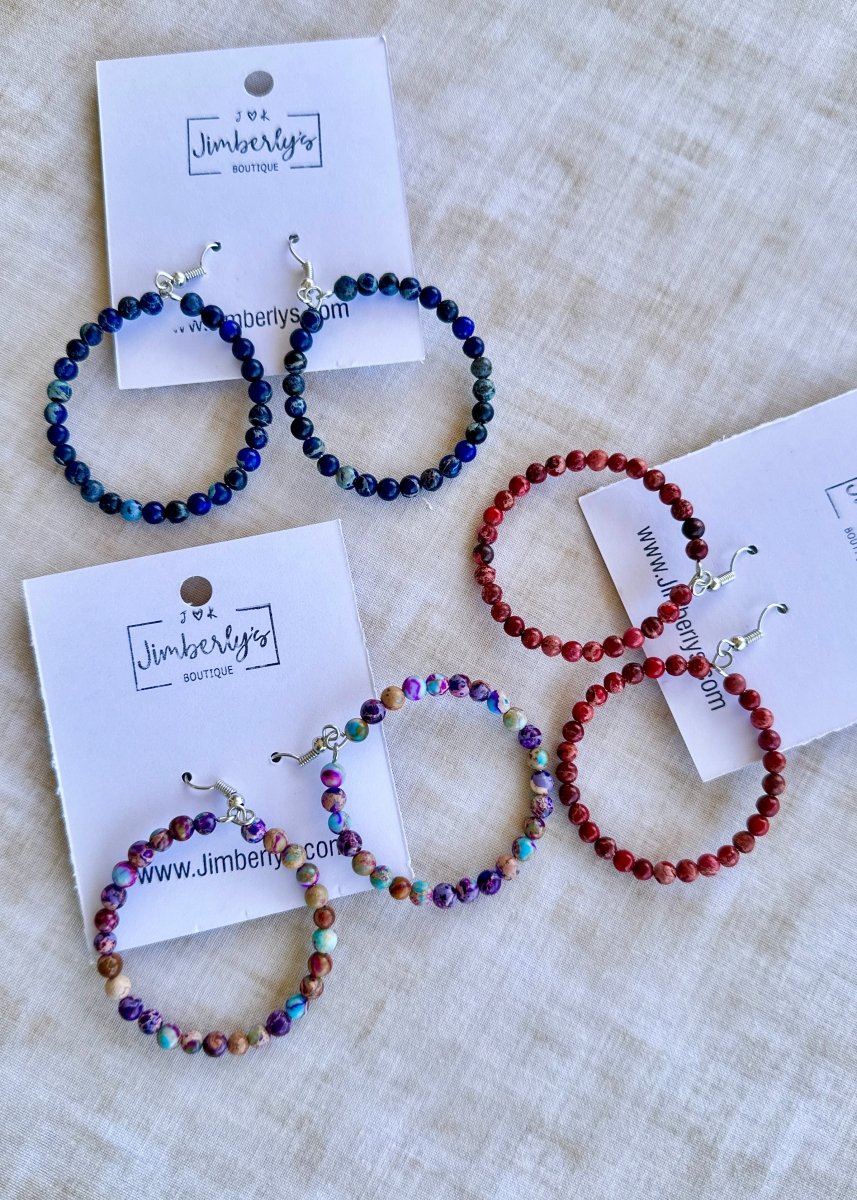 Stone Hoop Earrings - Earrings - Jimberly's Boutique - Olive Branch - Mississippi