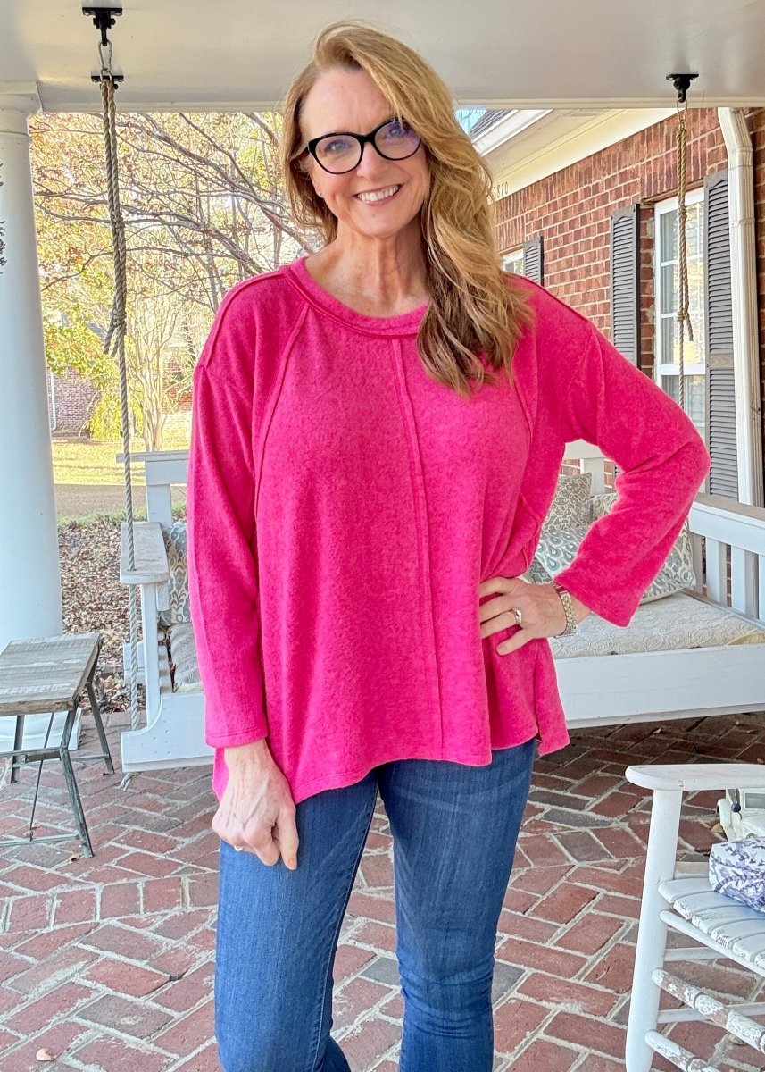 Sweet Dreams Sweater - Hot Pink - Casual Sweater - Jimberly's Boutique - Olive Branch - Mississippi