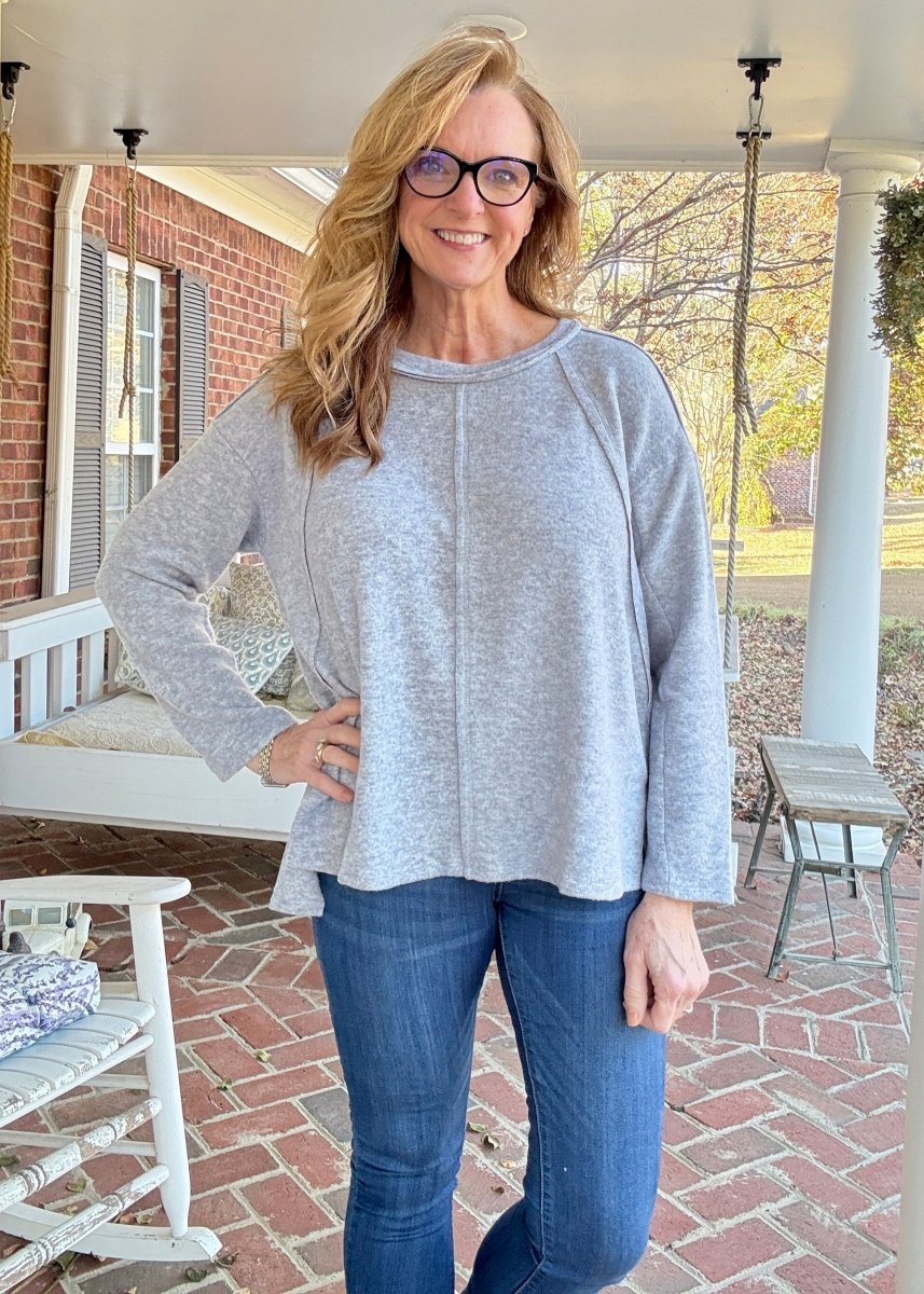 Sweet Dreams Sweater - Lt Heather Grey - Casual Sweater - Jimberly's Boutique - Olive Branch - Mississippi