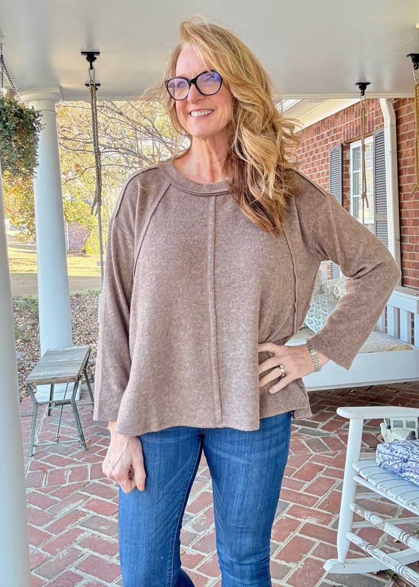 Sweet Dreams Sweater - Mocha - Casual Sweater - Jimberly's Boutique - Olive Branch - Mississippi