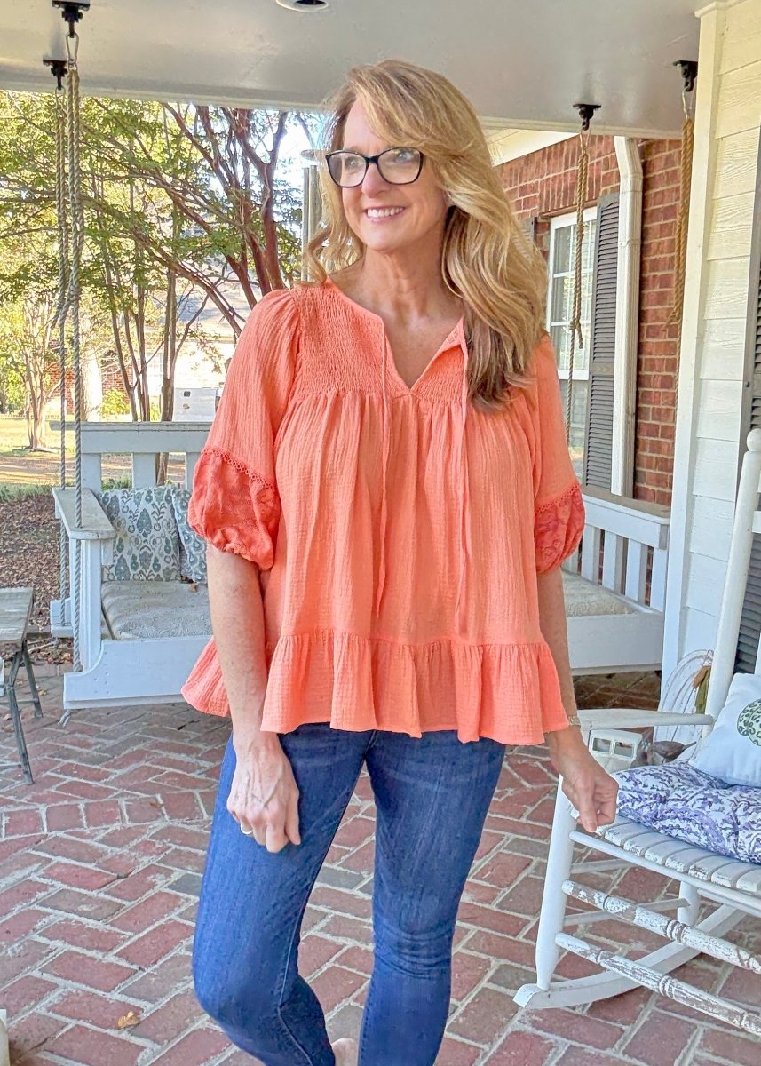 Sweet Magnolia Top - Cantaloupe - Umgee Top - Jimberly's Boutique - Olive Branch - Mississippi