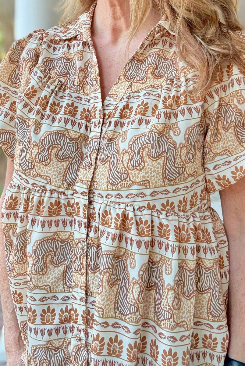 Taupe Safari Top | Umgee - Umgee Top - Jimberly's Boutique - Olive Branch - Mississippi