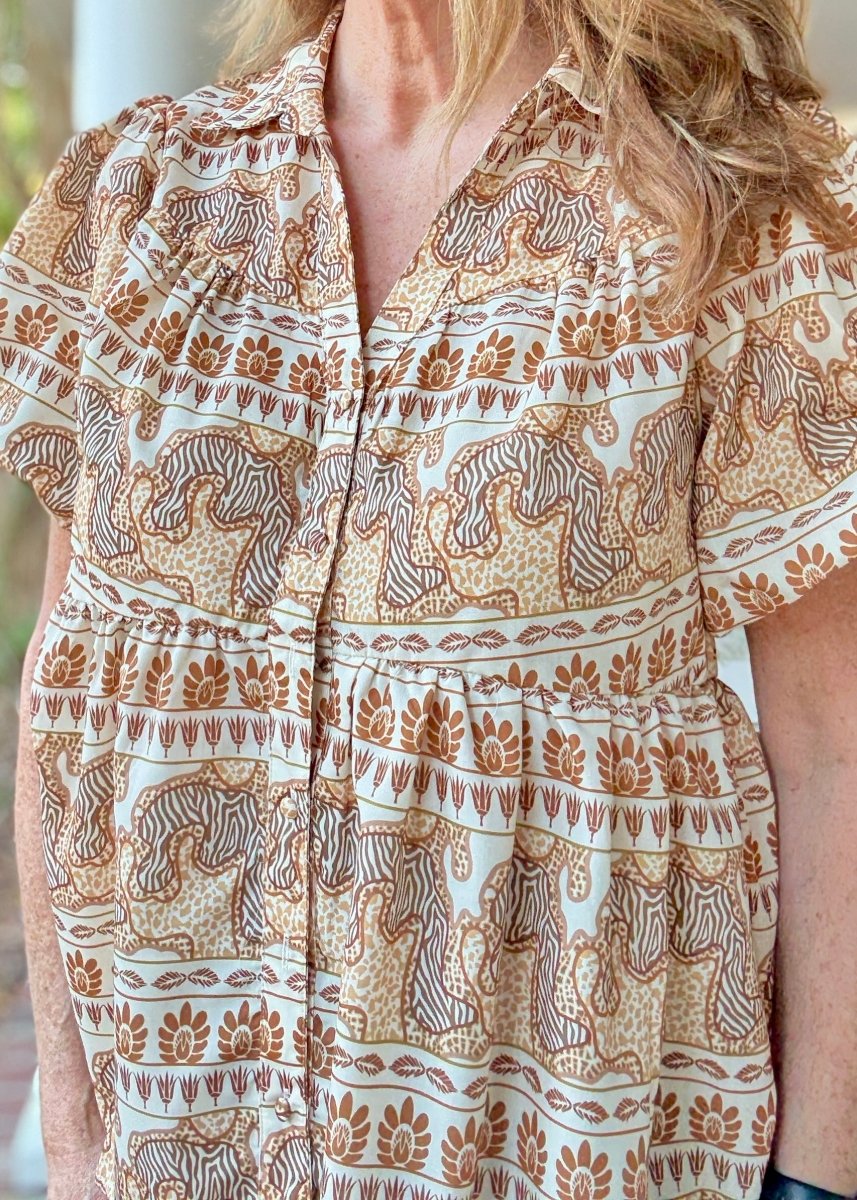 Taupe Safari Top | Umgee - Umgee Top - Jimberly's Boutique - Olive Branch - Mississippi