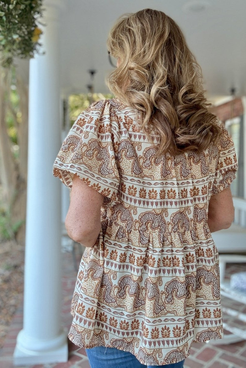 Taupe Safari Top | Umgee - Umgee Top - Jimberly's Boutique - Olive Branch - Mississippi