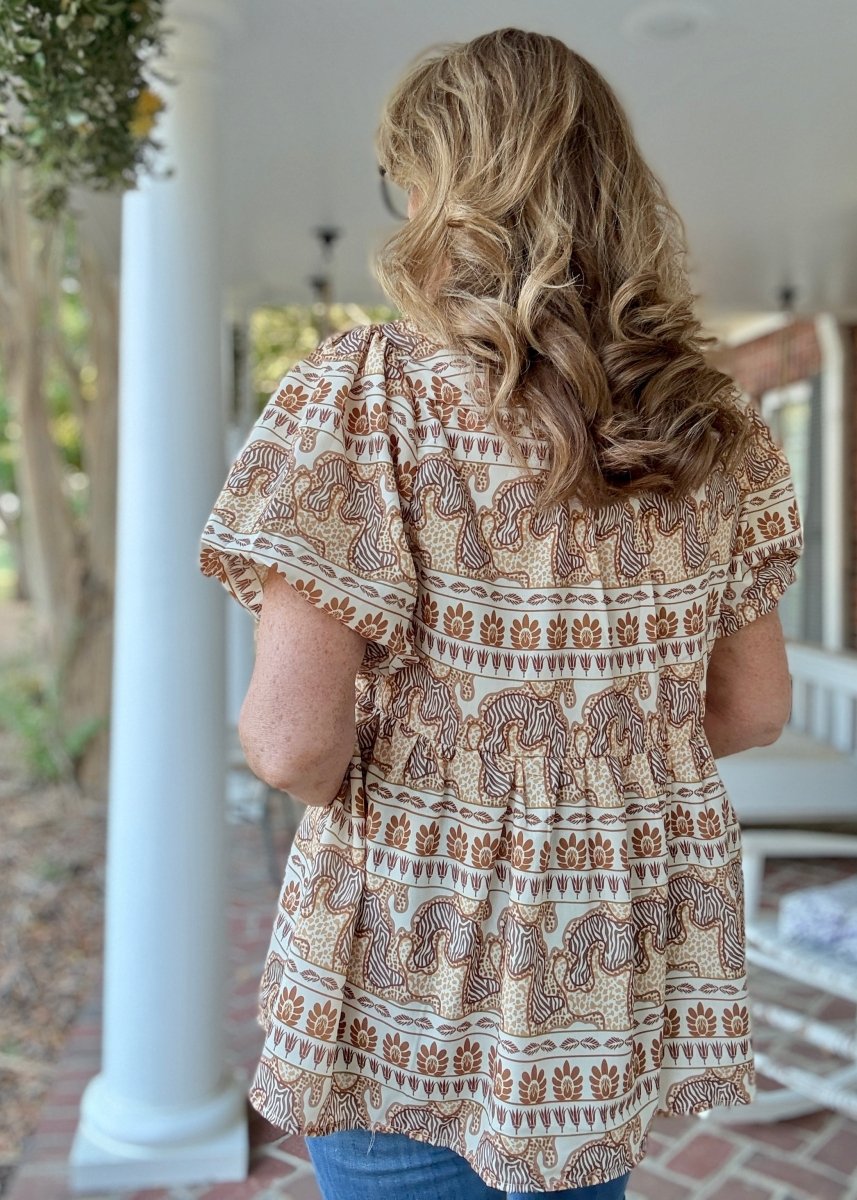 Taupe Safari Top | Umgee - Umgee Top - Jimberly's Boutique - Olive Branch - Mississippi