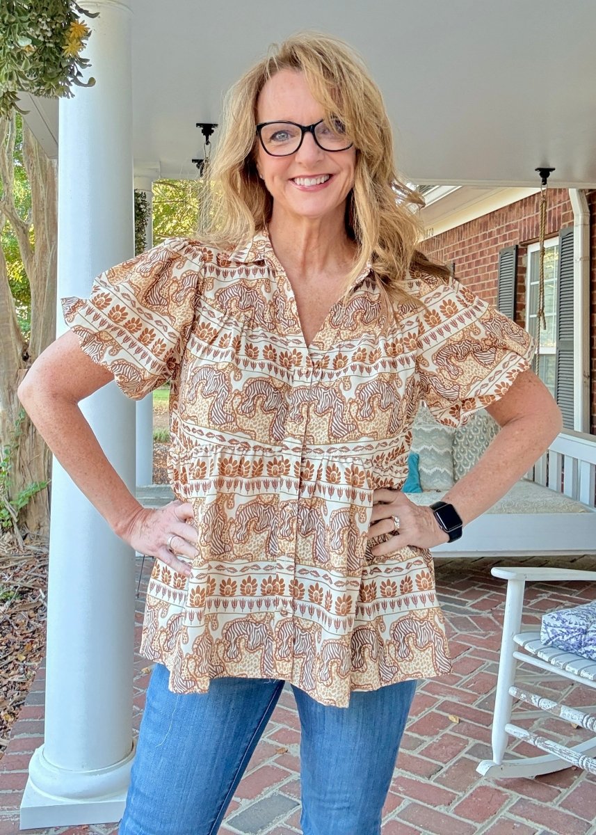 Taupe Safari Top | Umgee - Umgee Top - Jimberly's Boutique - Olive Branch - Mississippi