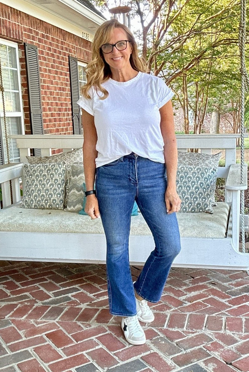 Taylor Dark Wash SHORT Boot Cut | Judy Blue Jeans | High Waist - jeans - Jimberly's Boutique - Olive Branch - Mississippi