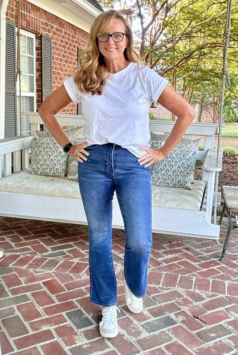 Taylor Dark Wash SHORT Boot Cut | Judy Blue Jeans | High Waist - jeans - Jimberly's Boutique - Olive Branch - Mississippi