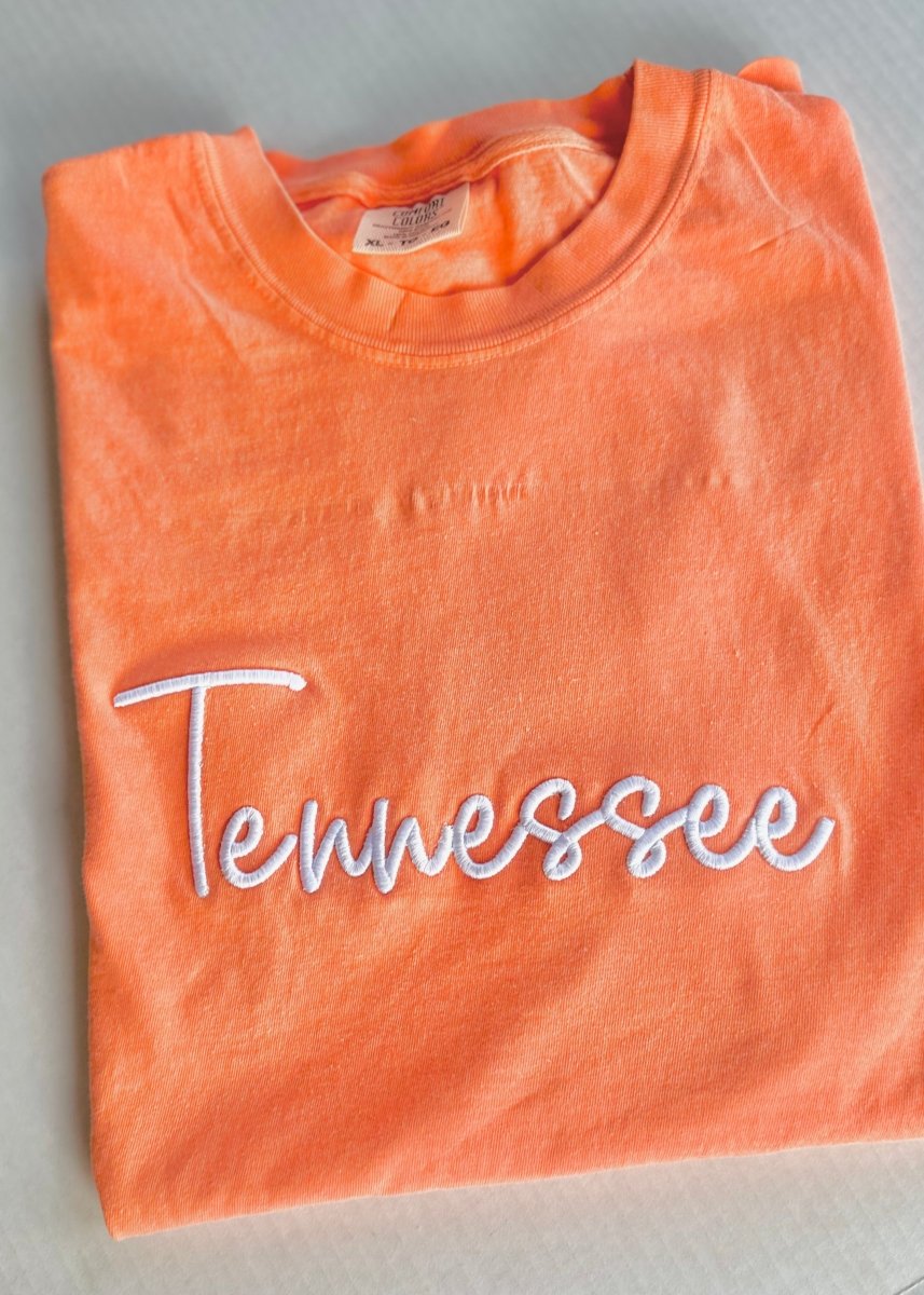 Tennessee 3D Puff Embroidered Comfort Colors T-shirt - Embroidered Comfort Colors -Jimberly's Boutique-Olive Branch-Mississippi
