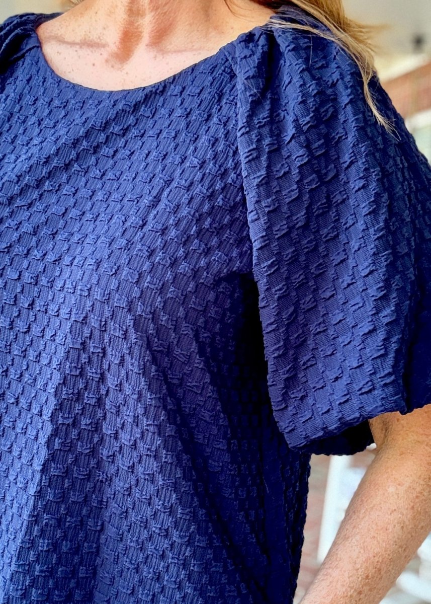 Textured Puff Sleeve Top - Navy - Umgee Top - Jimberly's Boutique - Olive Branch - Mississippi