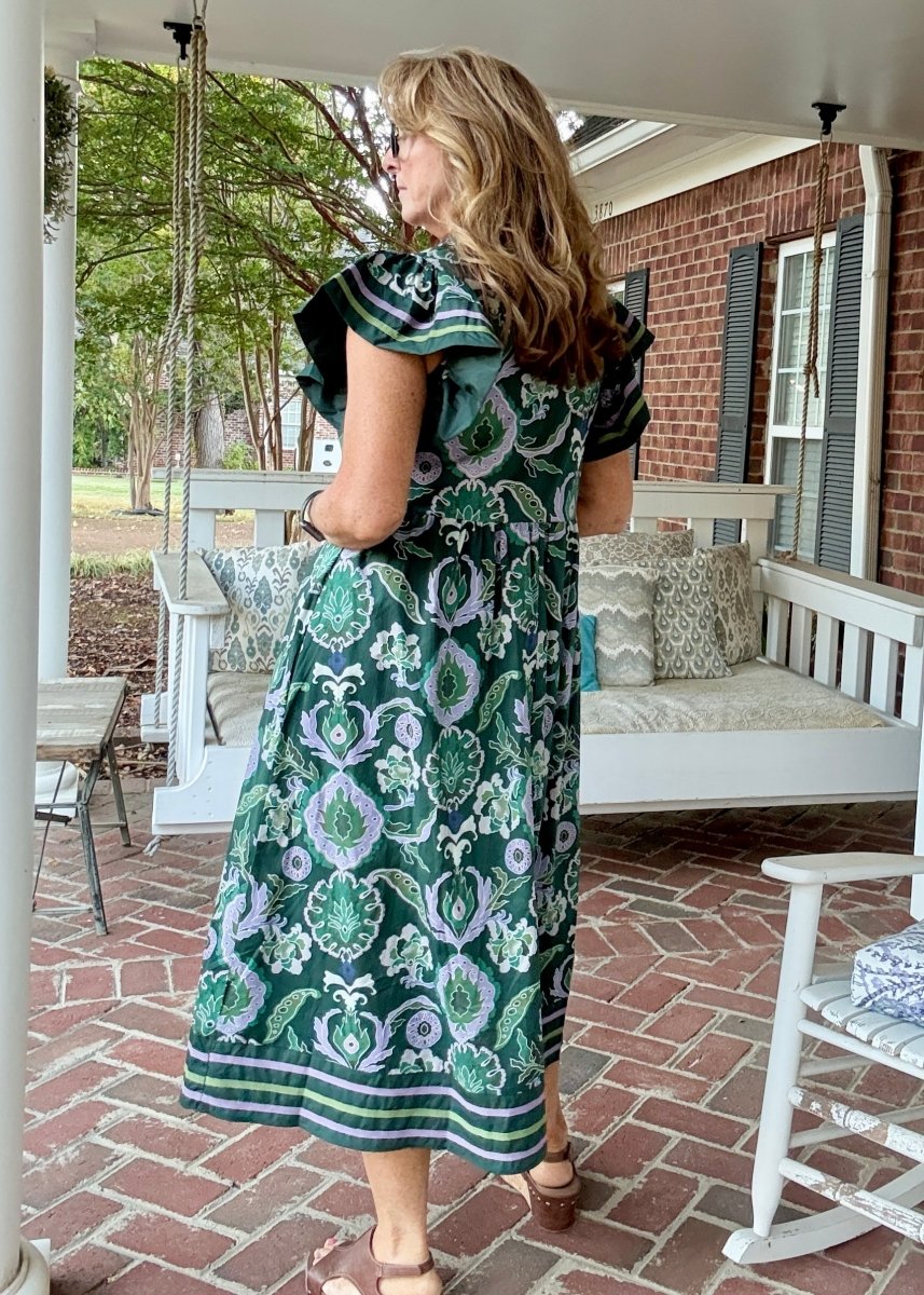 Tiered Charm Dress - Green Combo | Entro - entro dress - Jimberly's Boutique - Olive Branch - Mississippi