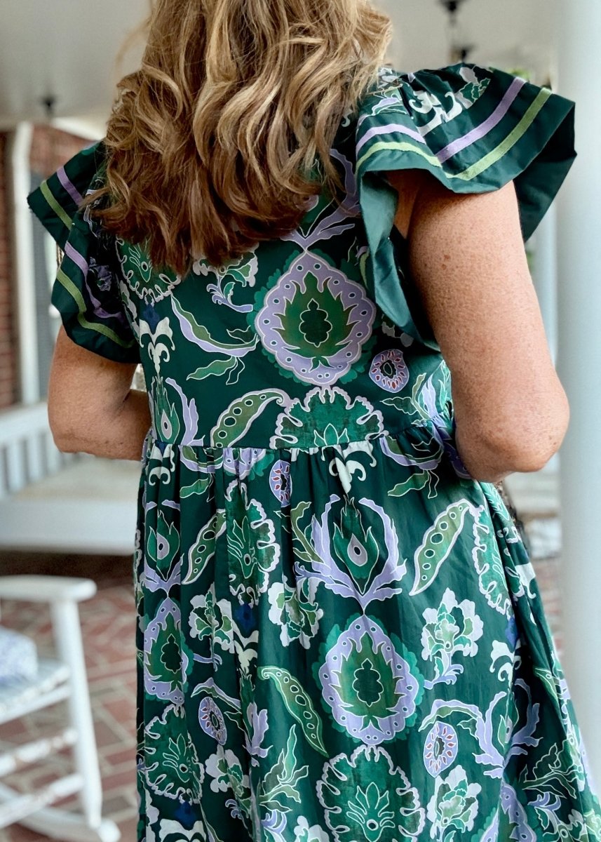 Tiered Charm Dress - Green Combo | Entro - entro dress - Jimberly's Boutique - Olive Branch - Mississippi