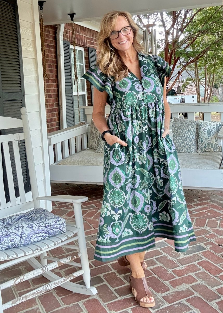Tiered Charm Dress - Green Combo | Entro - entro dress - Jimberly's Boutique - Olive Branch - Mississippi