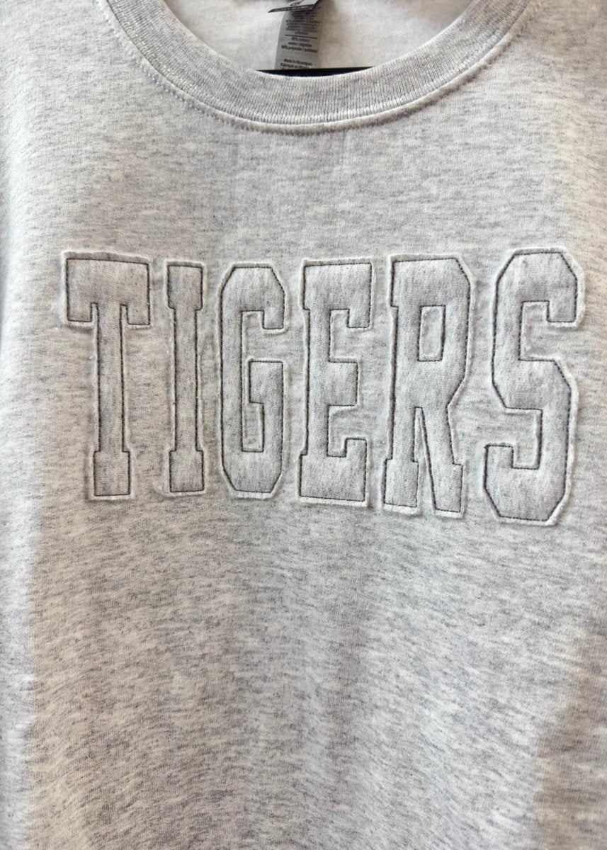 Tigers Gameday Tone on Tone Applique' Sweatshirt - Collegiate Sweatshirt - Jimberly's Boutique - Olive Branch - Mississippi