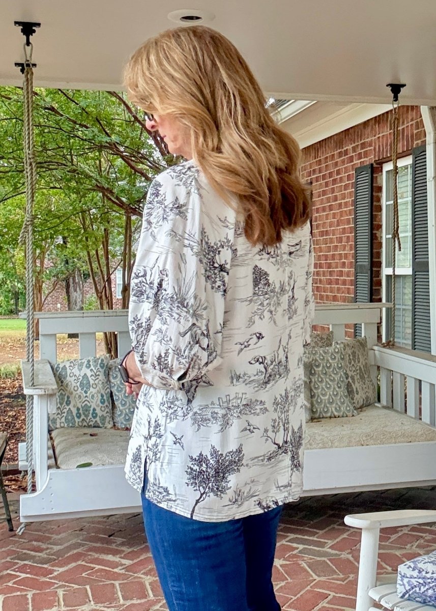 Toile Button Down Top - Black | Umgee - Umgee Top - Jimberly's Boutique - Olive Branch - Mississippi