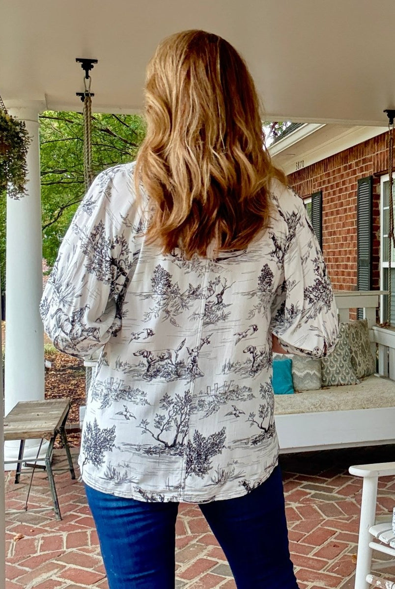 Toile Button Down Top - Black | Umgee - Umgee Top - Jimberly's Boutique - Olive Branch - Mississippi