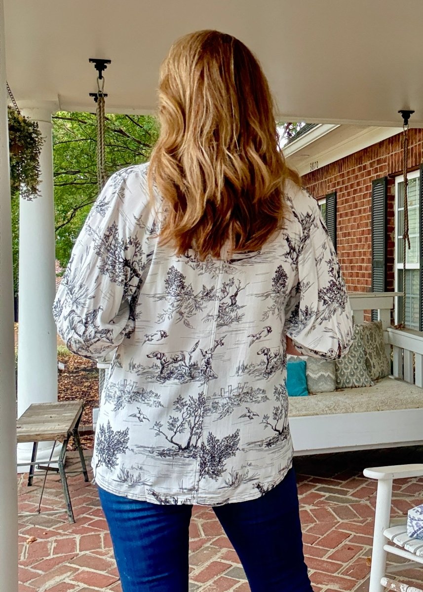 Toile Button Down Top - Black | Umgee - Umgee Top - Jimberly's Boutique - Olive Branch - Mississippi
