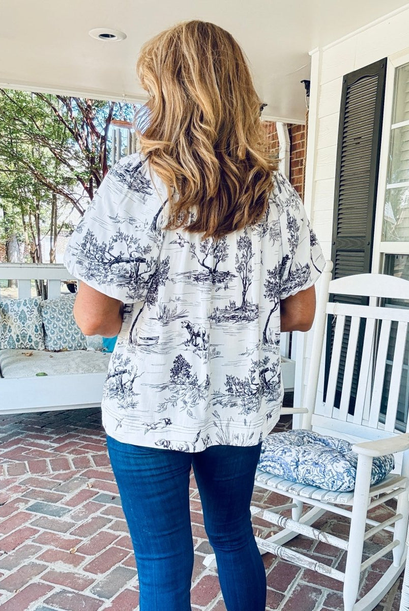 Toile Smock Neck Top - Black | Umgee - Umgee Top - Jimberly's Boutique - Olive Branch - Mississippi