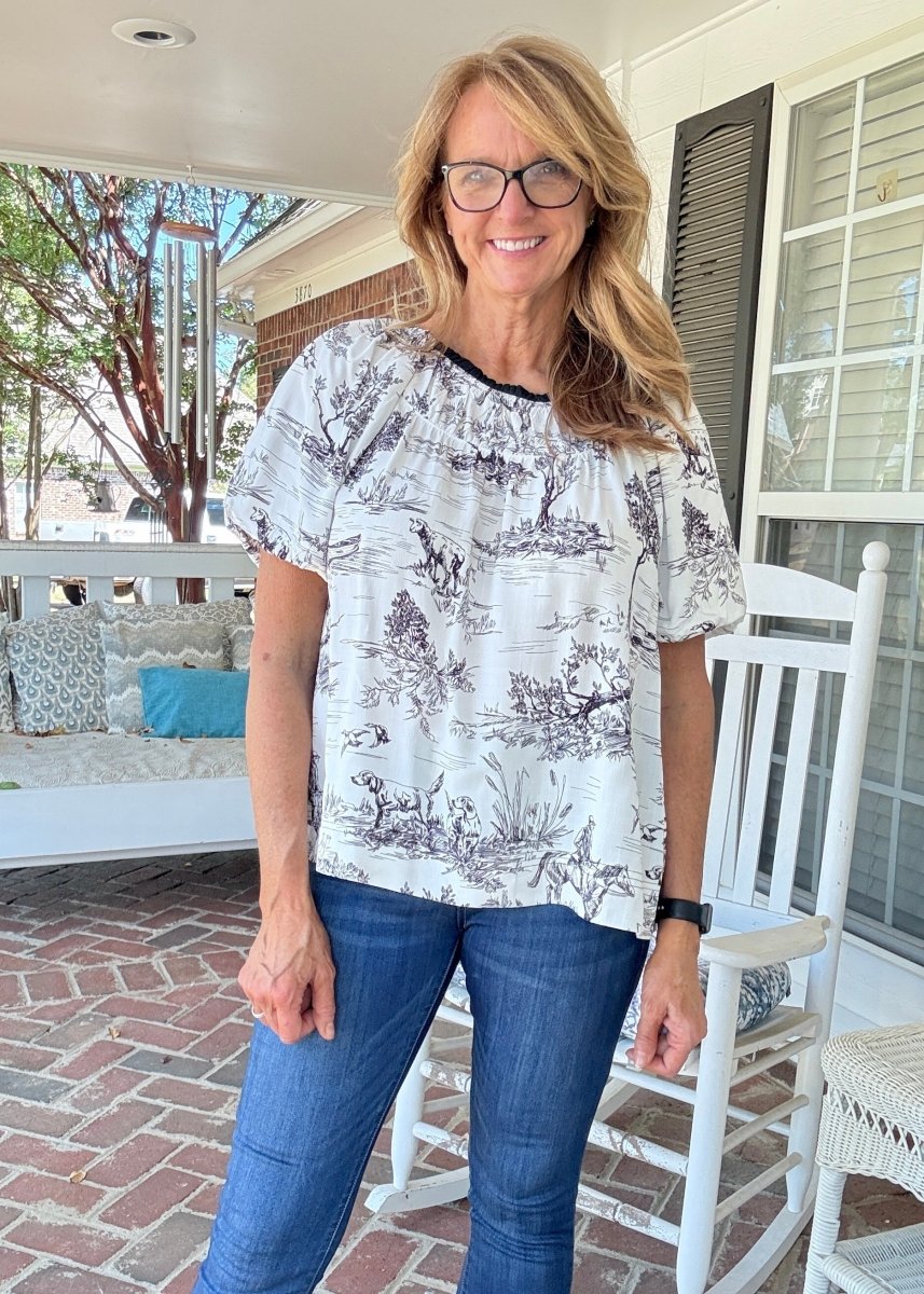 Toile Smock Neck Top - Black | Umgee - Umgee Top - Jimberly's Boutique - Olive Branch - Mississippi