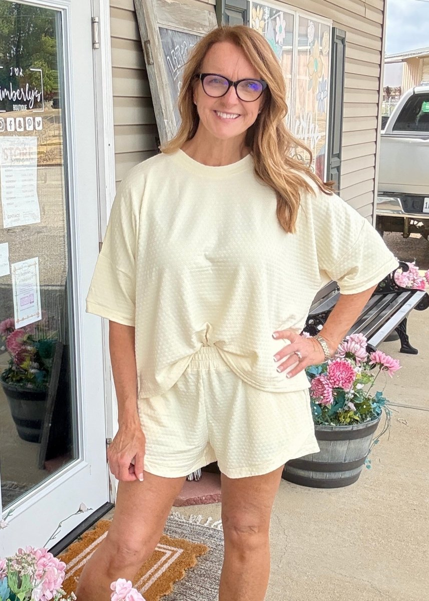 Umgee Jacquard Knit Shorts Set - Butter - short set - Jimberly's Boutique - Olive Branch - Mississippi