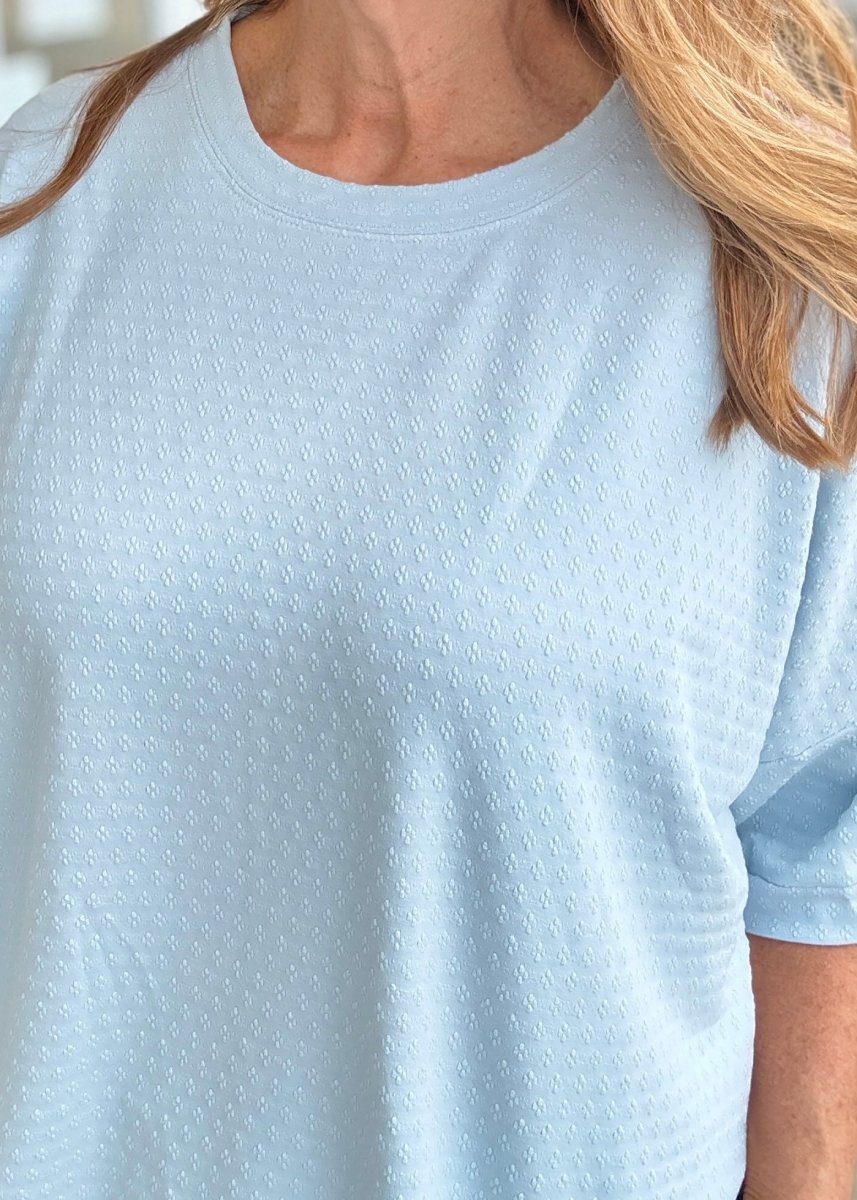 Umgee Jacquard Knit Shorts Set - Sky Blue - short set - Jimberly's Boutique - Olive Branch - Mississippi