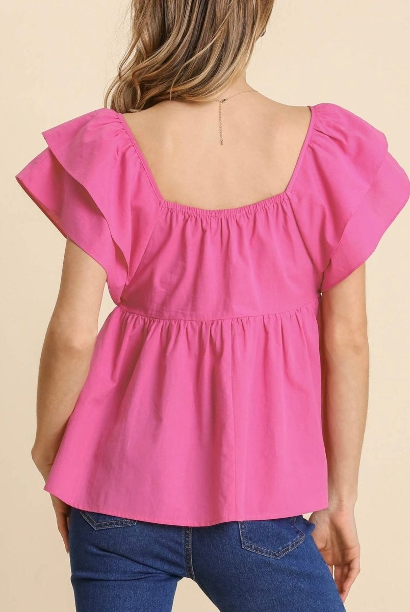 Umgee Smocked Ruffle Top - Hot Pink - -Jimberly's Boutique-Olive Branch-Mississippi