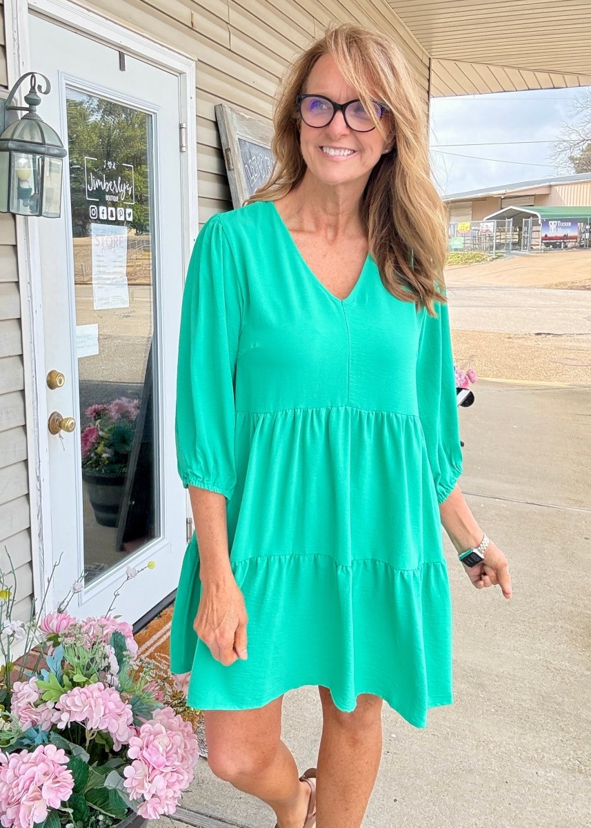 V Neck Tiered Dress - Mint - Umgee Dress - Jimberly's Boutique - Olive Branch - Mississippi