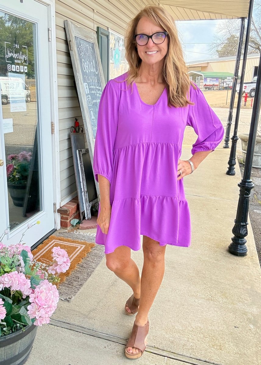 V Neck Tiered Dress - Orchid - Umgee Dress - Jimberly's Boutique - Olive Branch - Mississippi