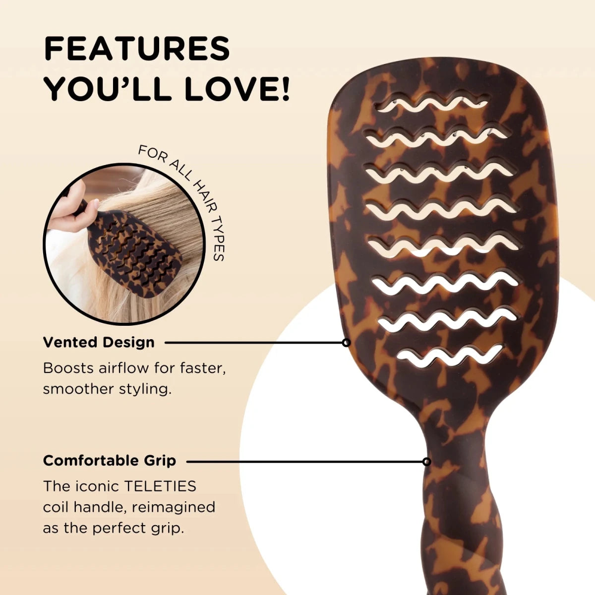 Vented Hair Brush - Full Size - Tortoise - Jimberly's Boutique - Olive Branch - Mississippi