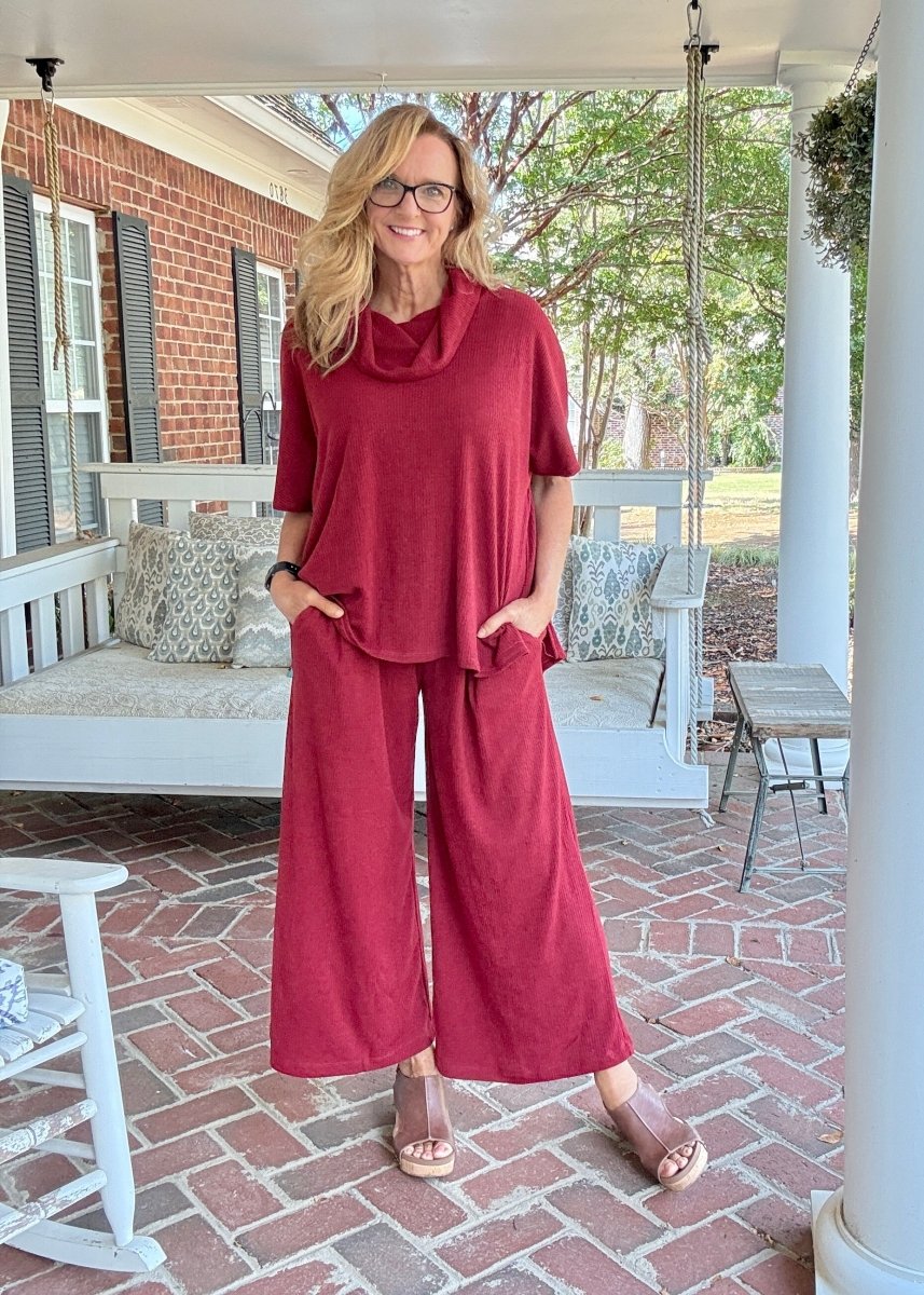 Villa Pants Set - Wine | Dear Scarlett - pants set - Jimberly's Boutique - Olive Branch - Mississippi