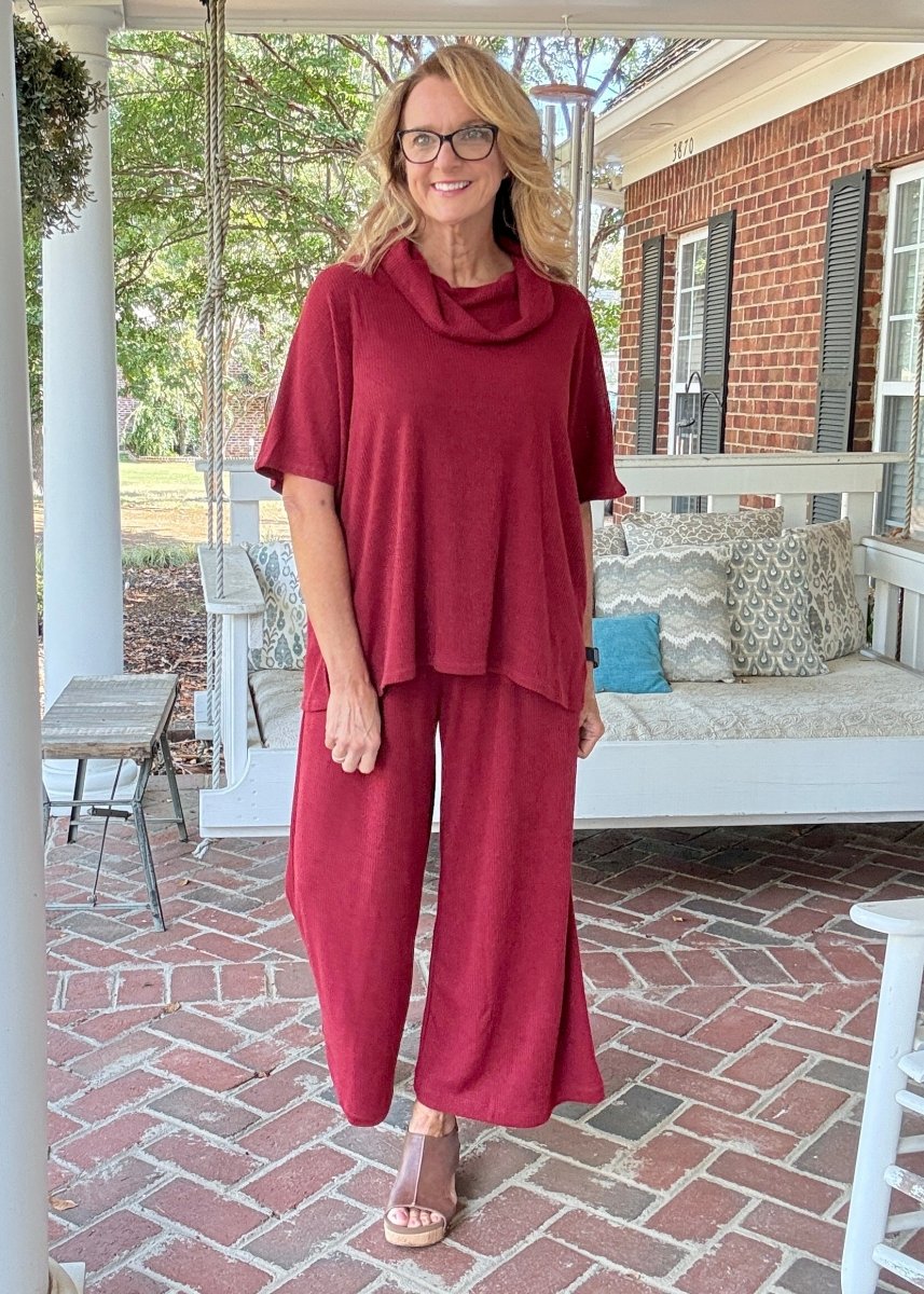 Villa Pants Set - Wine | Dear Scarlett - pants set - Jimberly's Boutique - Olive Branch - Mississippi