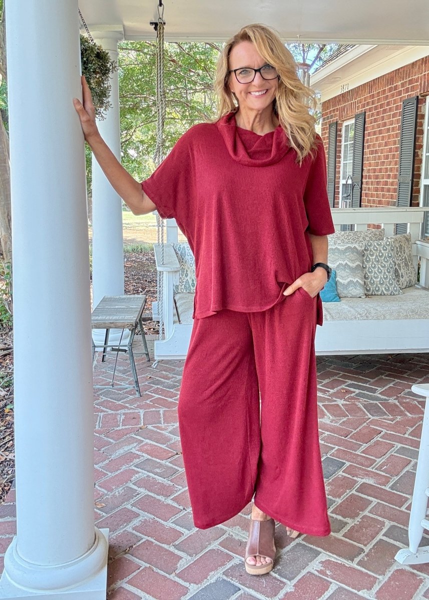 Villa Pants Set - Wine | Dear Scarlett - pants set - Jimberly's Boutique - Olive Branch - Mississippi