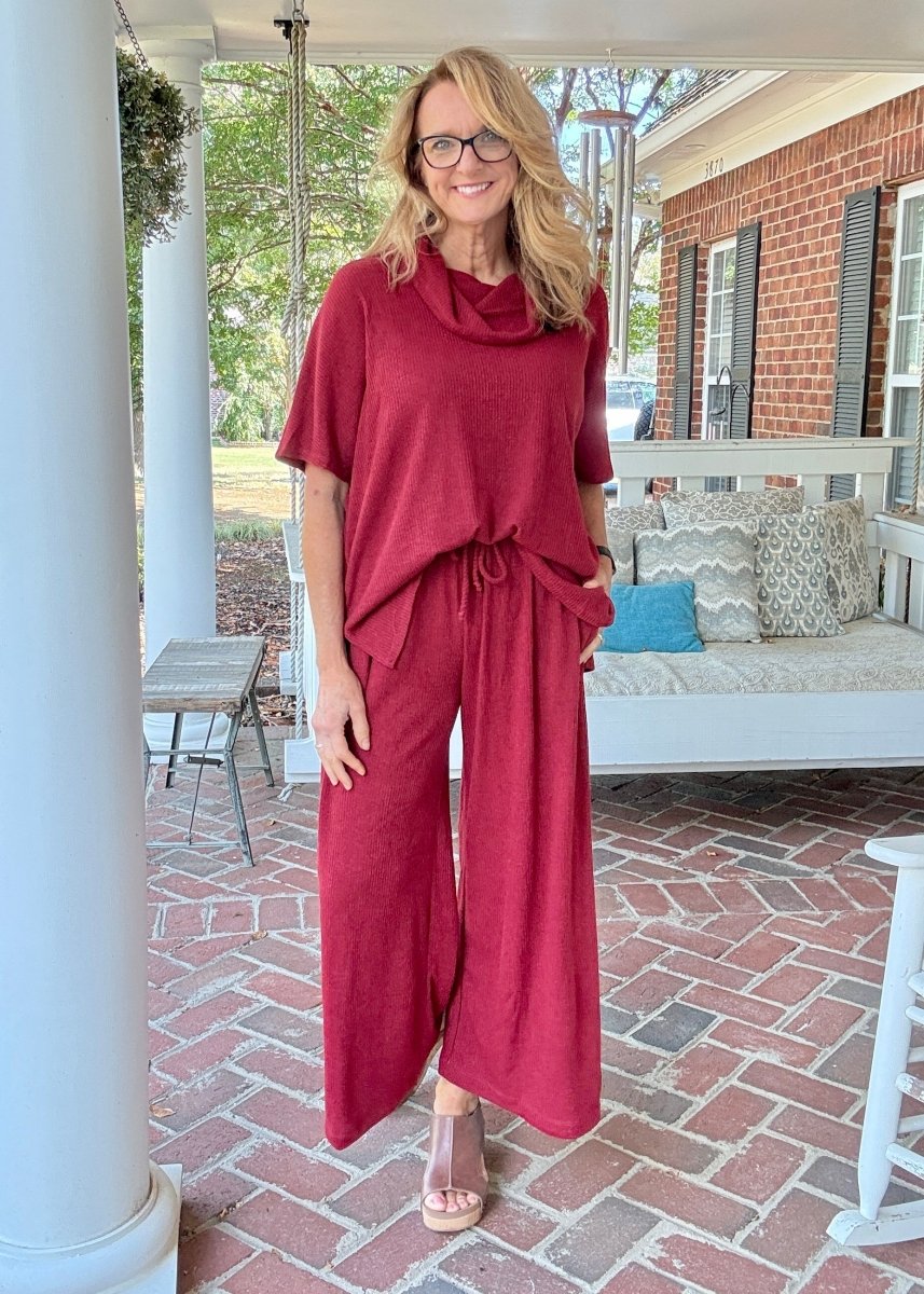 Villa Pants Set - Wine | Dear Scarlett - pants set - Jimberly's Boutique - Olive Branch - Mississippi