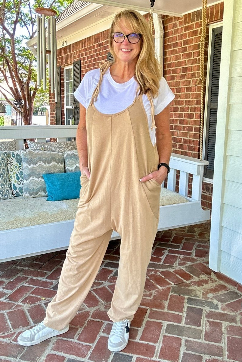 Washed Baggy Jumpsuit - Taupe - jumpsuit - Jimberly's Boutique - Olive Branch - Mississippi