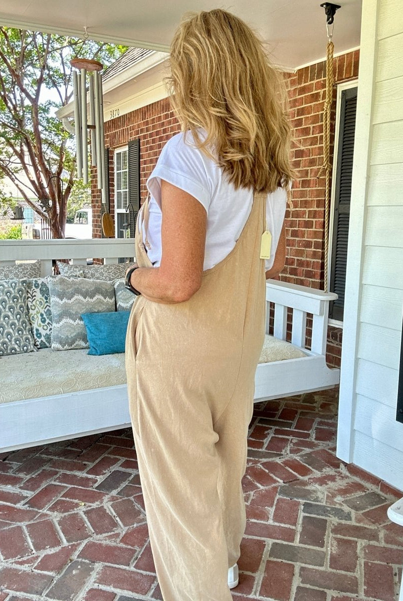 Washed Baggy Jumpsuit - Taupe - jumpsuit - Jimberly's Boutique - Olive Branch - Mississippi