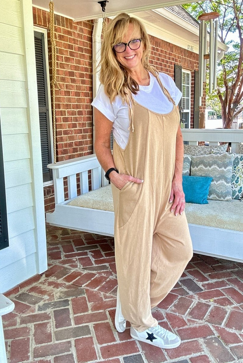 Washed Baggy Jumpsuit - Taupe - jumpsuit - Jimberly's Boutique - Olive Branch - Mississippi