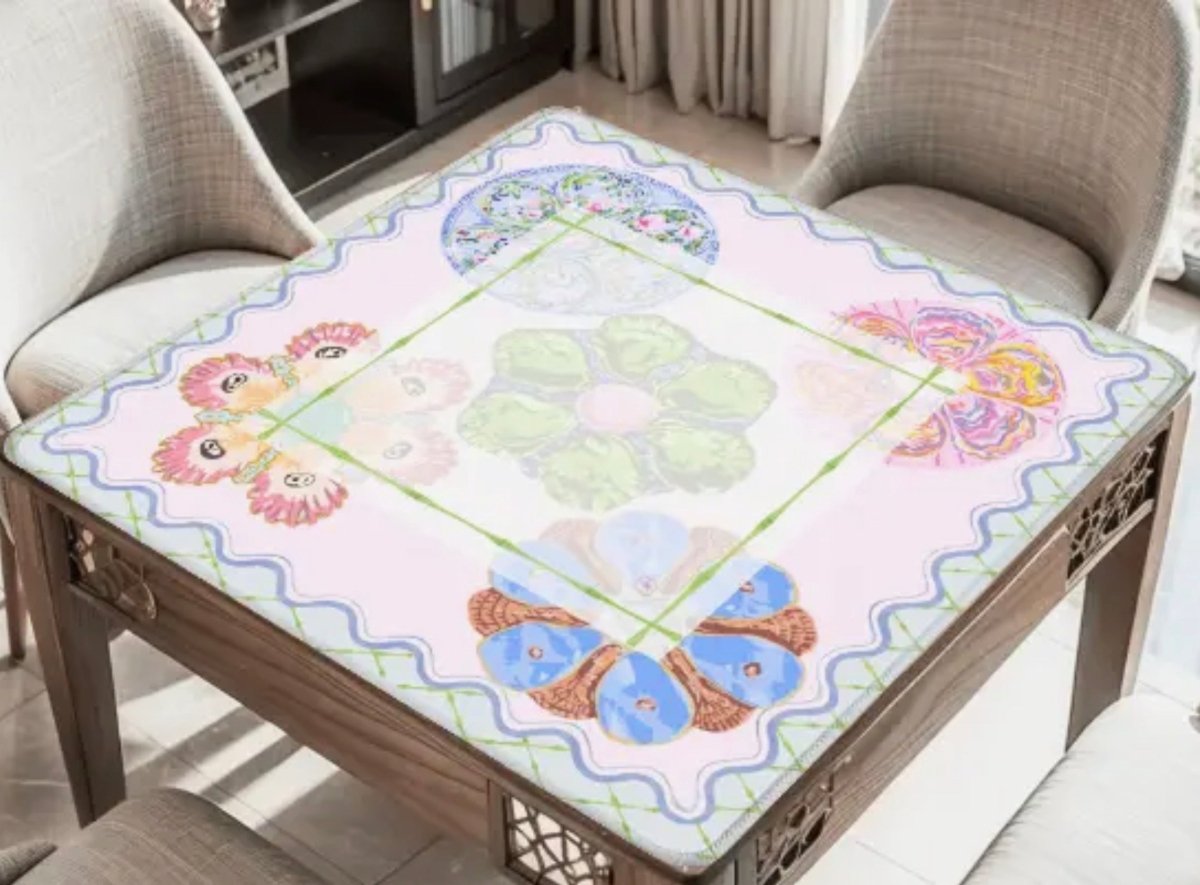 Watercolor Oyster Plates Mahjong Mat - Mahjong Mat - Jimberly's Boutique - Olive Branch - Mississippi