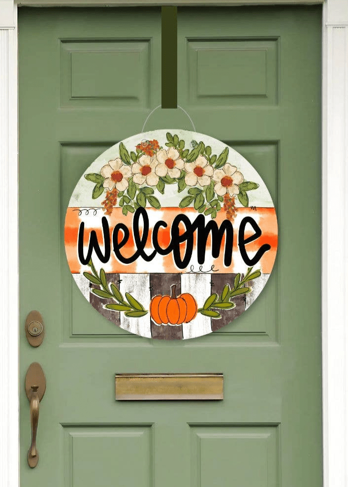 Welcome Pumpkin & Petals Door Hanger (PICKUP ONLY) - baxter & me - Jimberly's Boutique - Olive Branch - Mississippi
