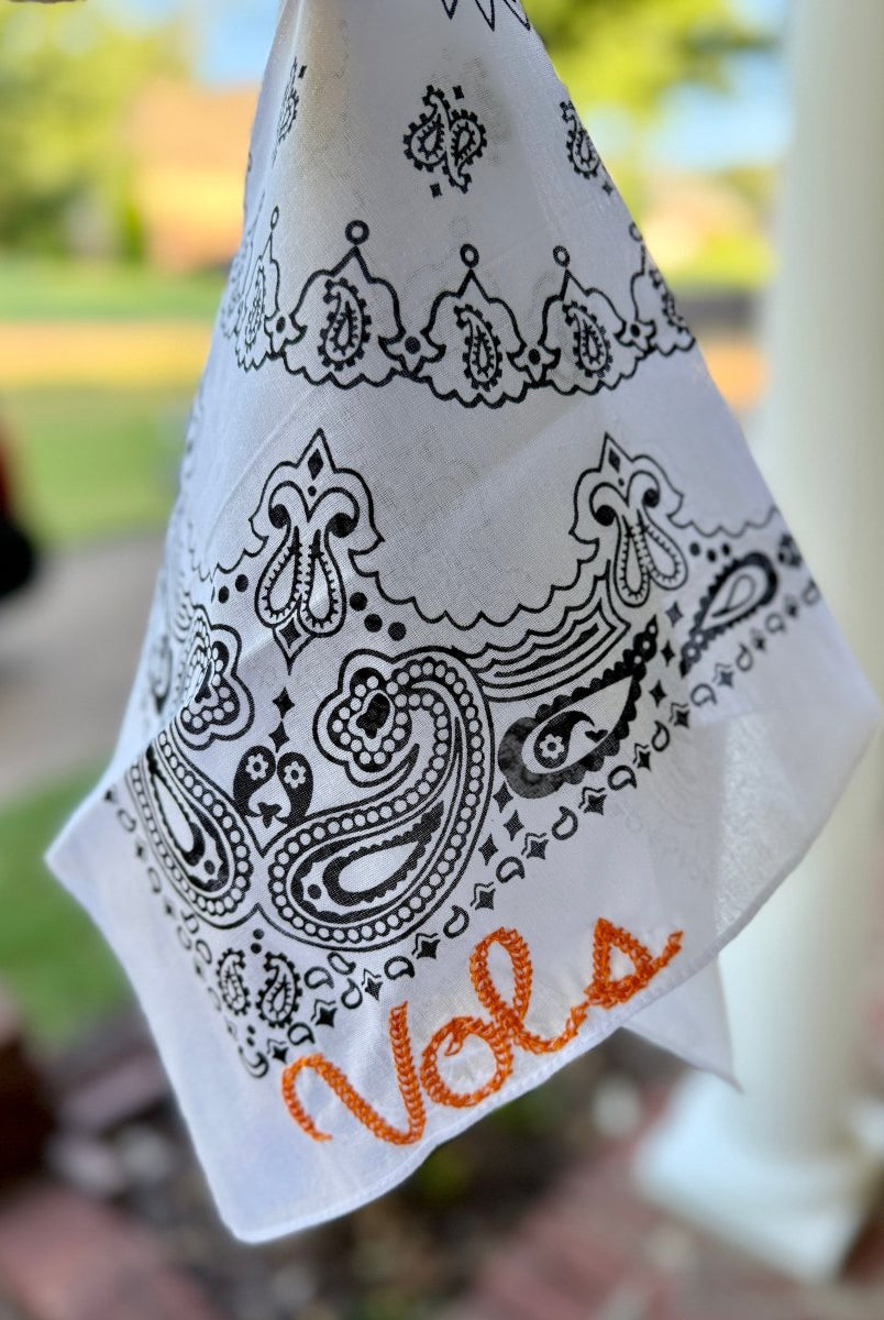 White Vols Embroidered Bandana - accessories - Jimberly's Boutique - Olive Branch - Mississippi