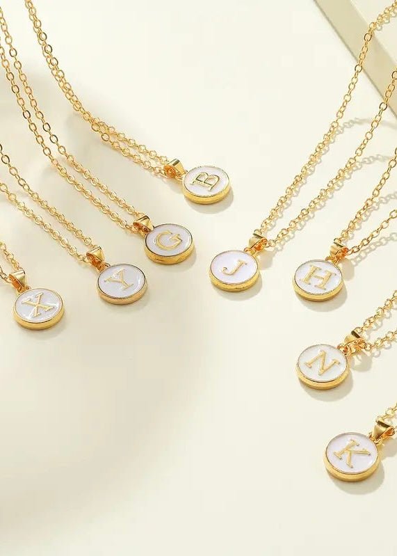 White/Gold Initial Pendant Necklace - Necklace - Jimberly's Boutique - Olive Branch - Mississippi