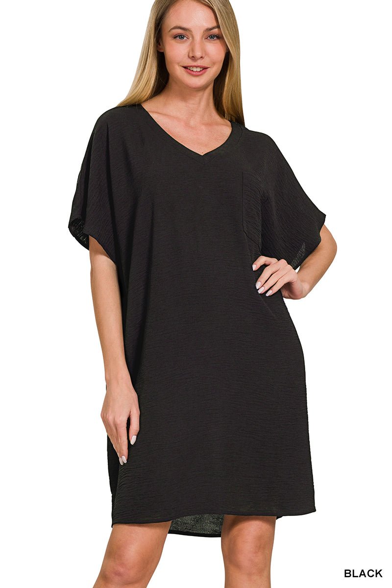 Woven Airflow T Shirt Dress - Black - Casual Dress - Jimberly's Boutique - Olive Branch - Mississippi