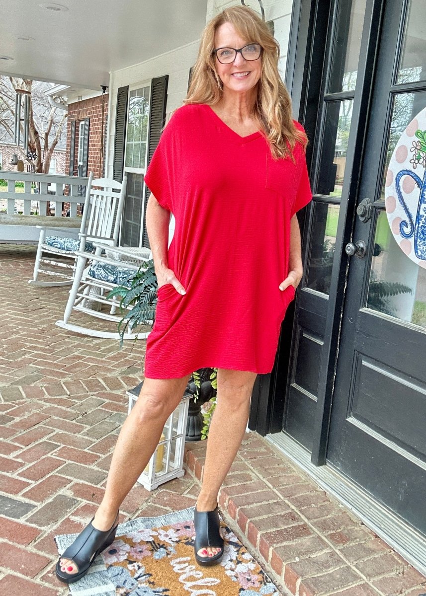 Woven Airflow T Shirt Dress - Ruby - Casual Dress - Jimberly's Boutique - Olive Branch - Mississippi
