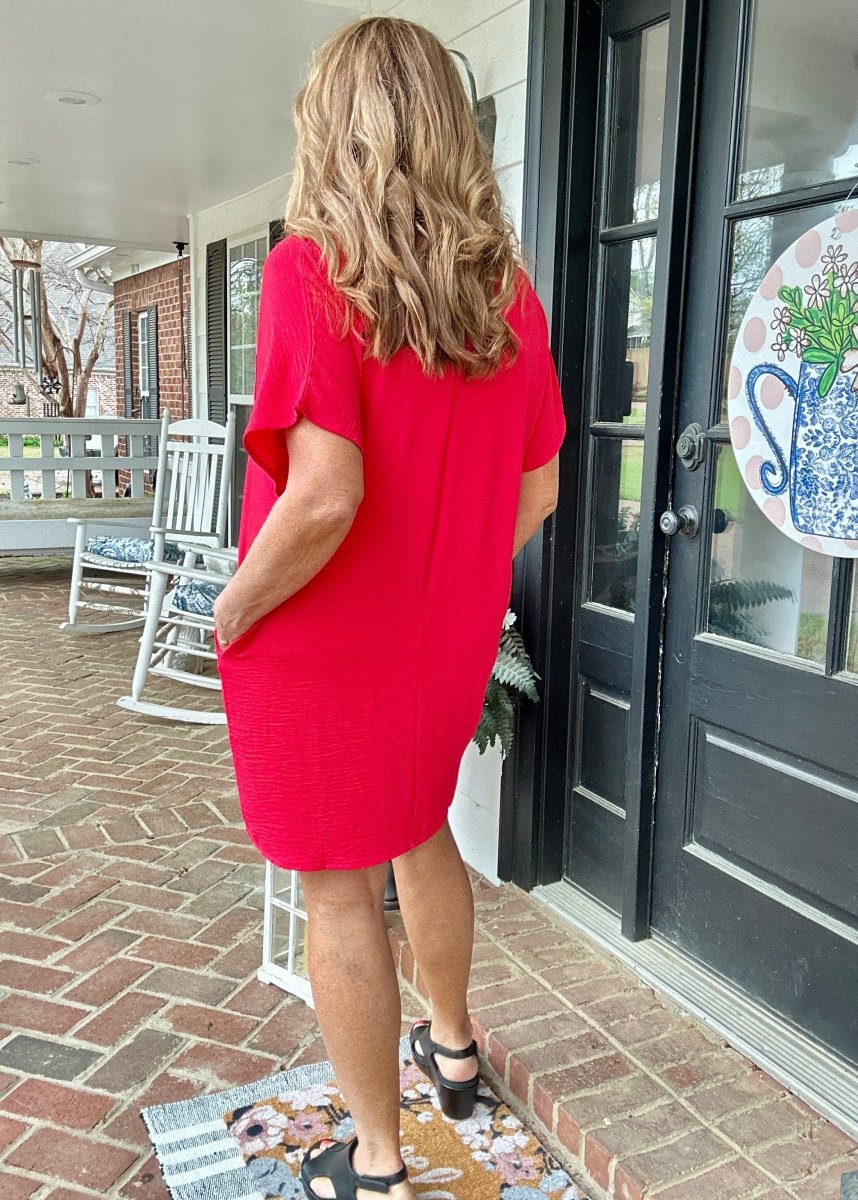 Woven Airflow T Shirt Dress - Ruby - Casual Dress - Jimberly's Boutique - Olive Branch - Mississippi