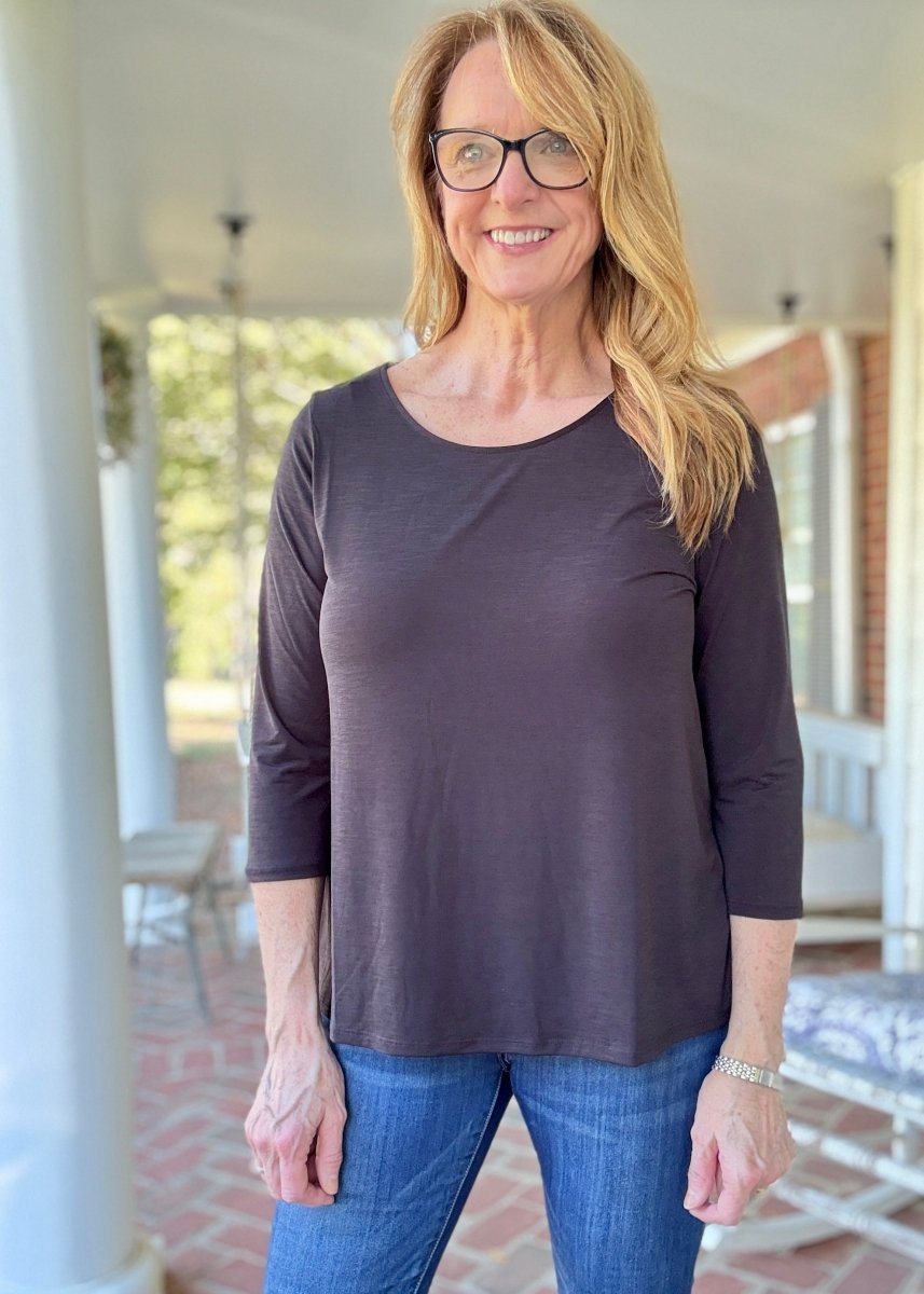 Wrinkle Free Round Neck Top - Black | Dear Scarlett - Dear Scarlett Wrinkle Free Top - Jimberly's Boutique - Olive Branch - Mississippi