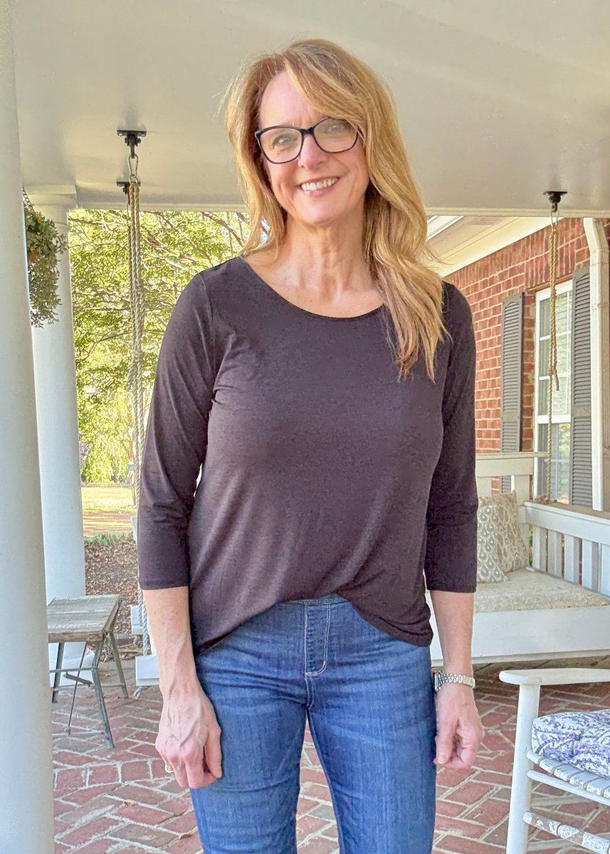 Wrinkle Free Round Neck Top - Black | Dear Scarlett - Dear Scarlett Wrinkle Free Top - Jimberly's Boutique - Olive Branch - Mississippi