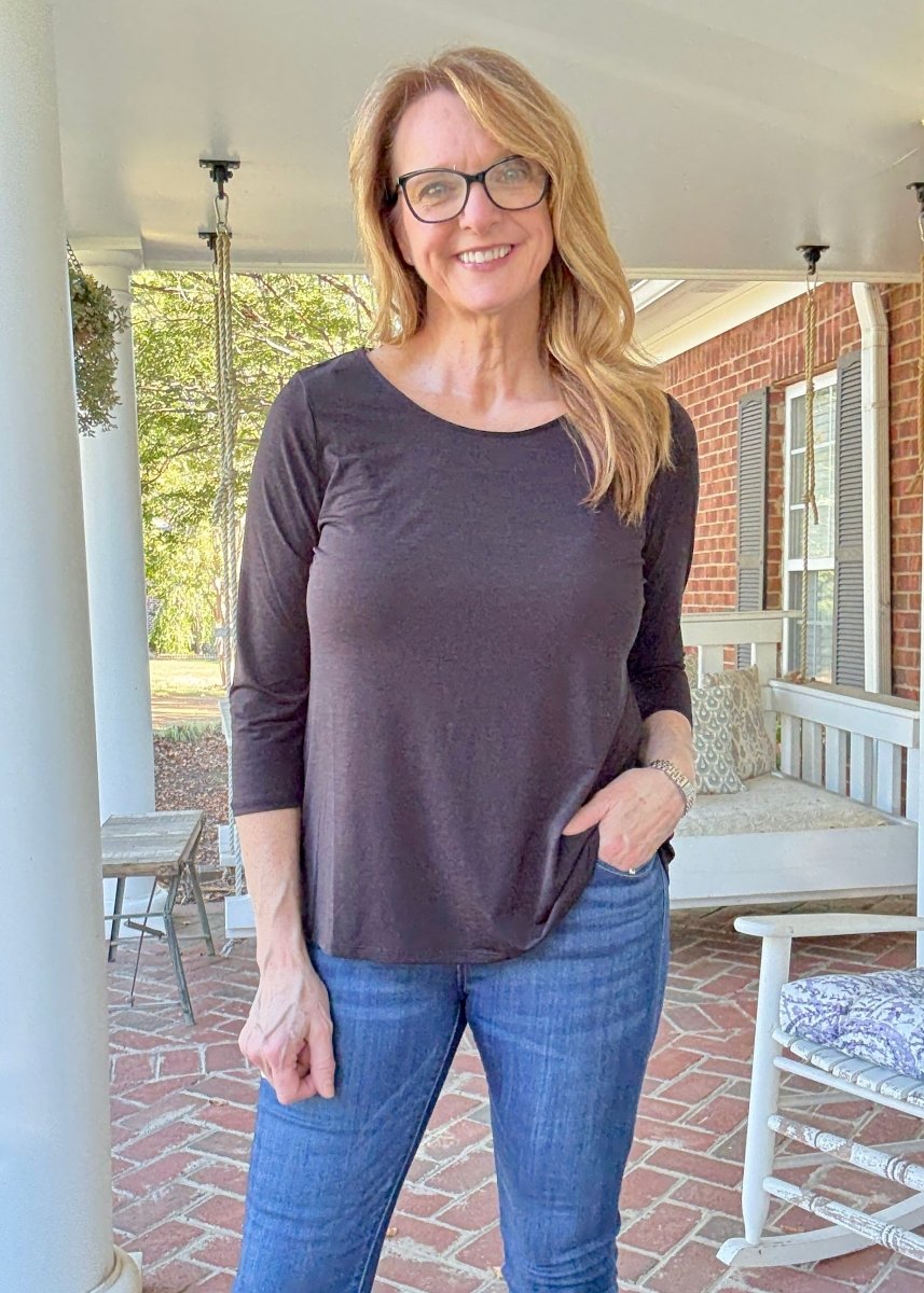 Wrinkle Free Round Neck Top - Black | Dear Scarlett - Dear Scarlett Wrinkle Free Top - Jimberly's Boutique - Olive Branch - Mississippi