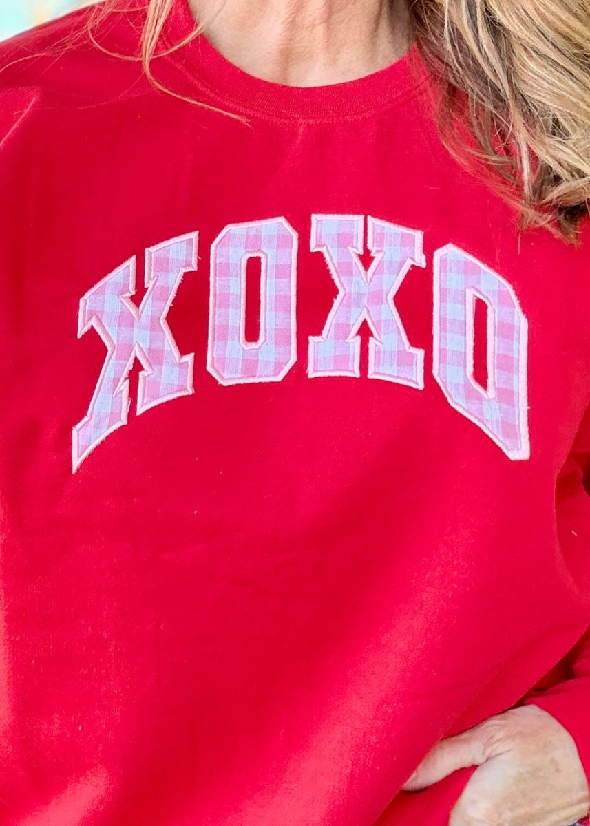 XOXO Applique' Sweatshirt or LS T Shirt - Red - Graphic Tee - Jimberly's Boutique - Olive Branch - Mississippi