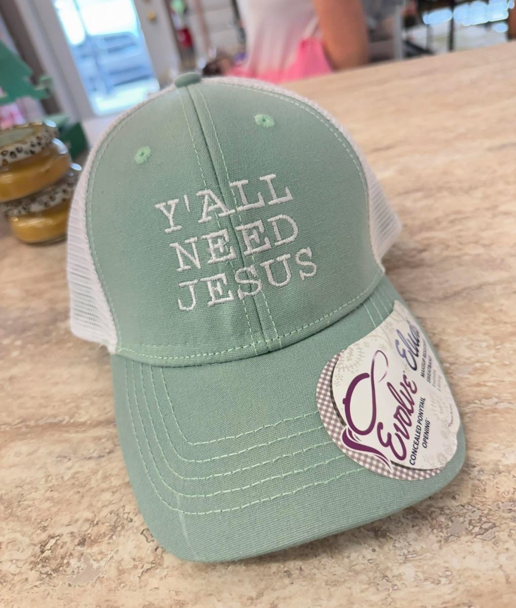 Y'all Need Jesus Ponytail Ball Cap/Trucker Cap - Ball Cap - Jimberly's Boutique - Olive Branch - Mississippi