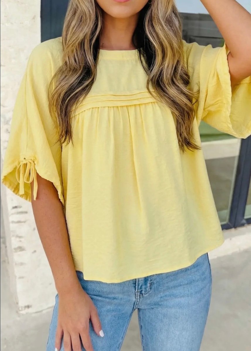 Yellow Cream Babydoll Blouse - blouse -Jimberly's Boutique-Olive Branch-Mississippi